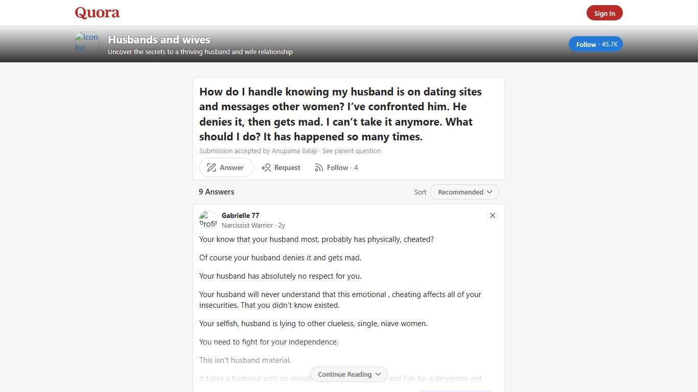 How to handle knowing my husband is on dating sites and messages other women? I’ve confronted him. He denies it, then gets mad. I can’t take it anymore. What should I do - Husbands and wives - Quora